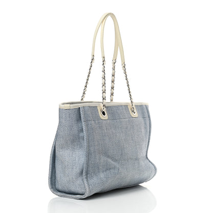 Chanel Canvas Small Deauville Tote Denim Blue 3 of 10