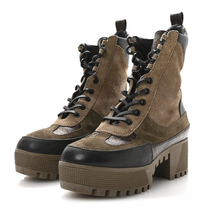 Louis Vuitton Suede Calfskin Monogram Laureate Platform Desert Boots 36 Taupe 4 of 9