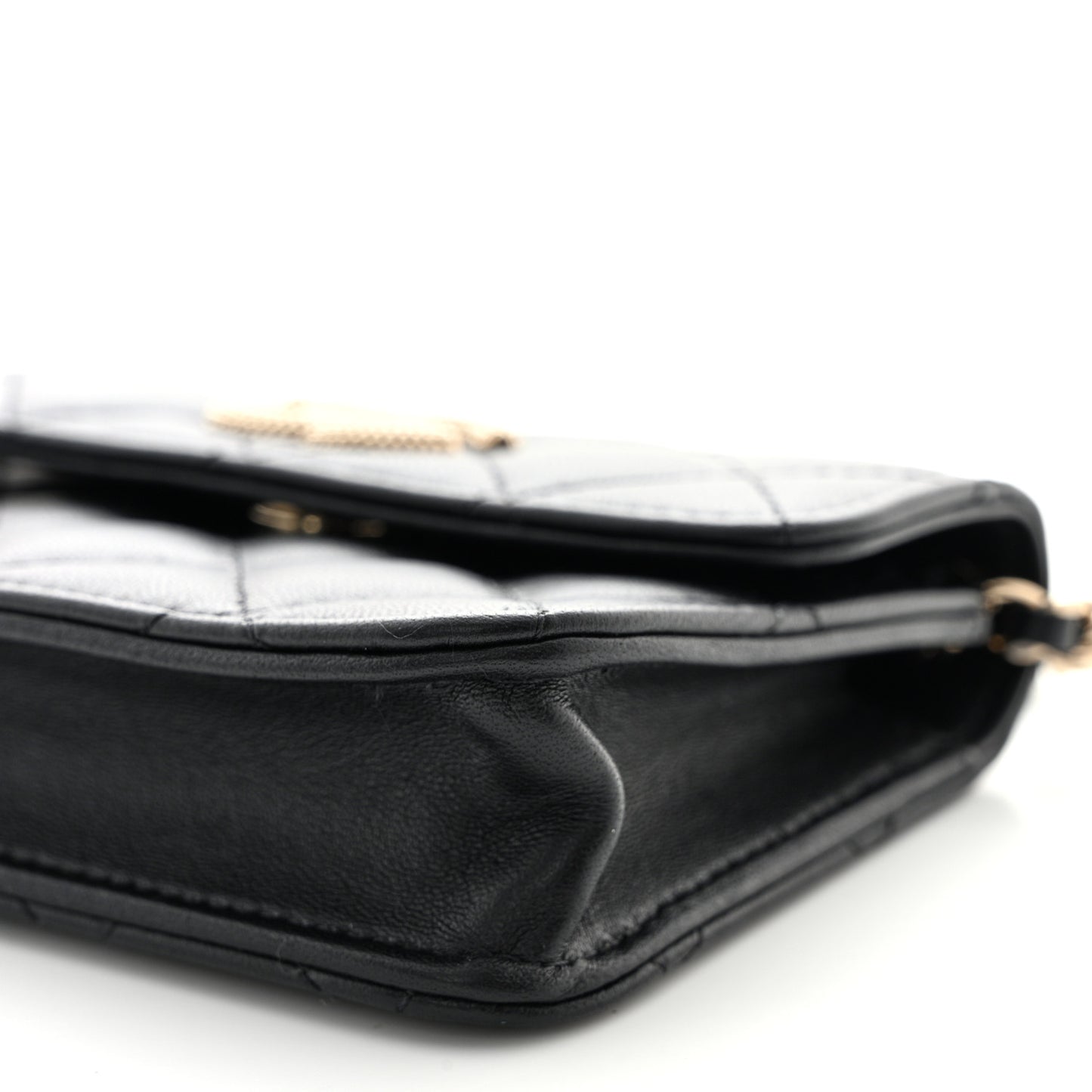Lambskin Quilted Crystal CC Charm Clutch With Chain Black