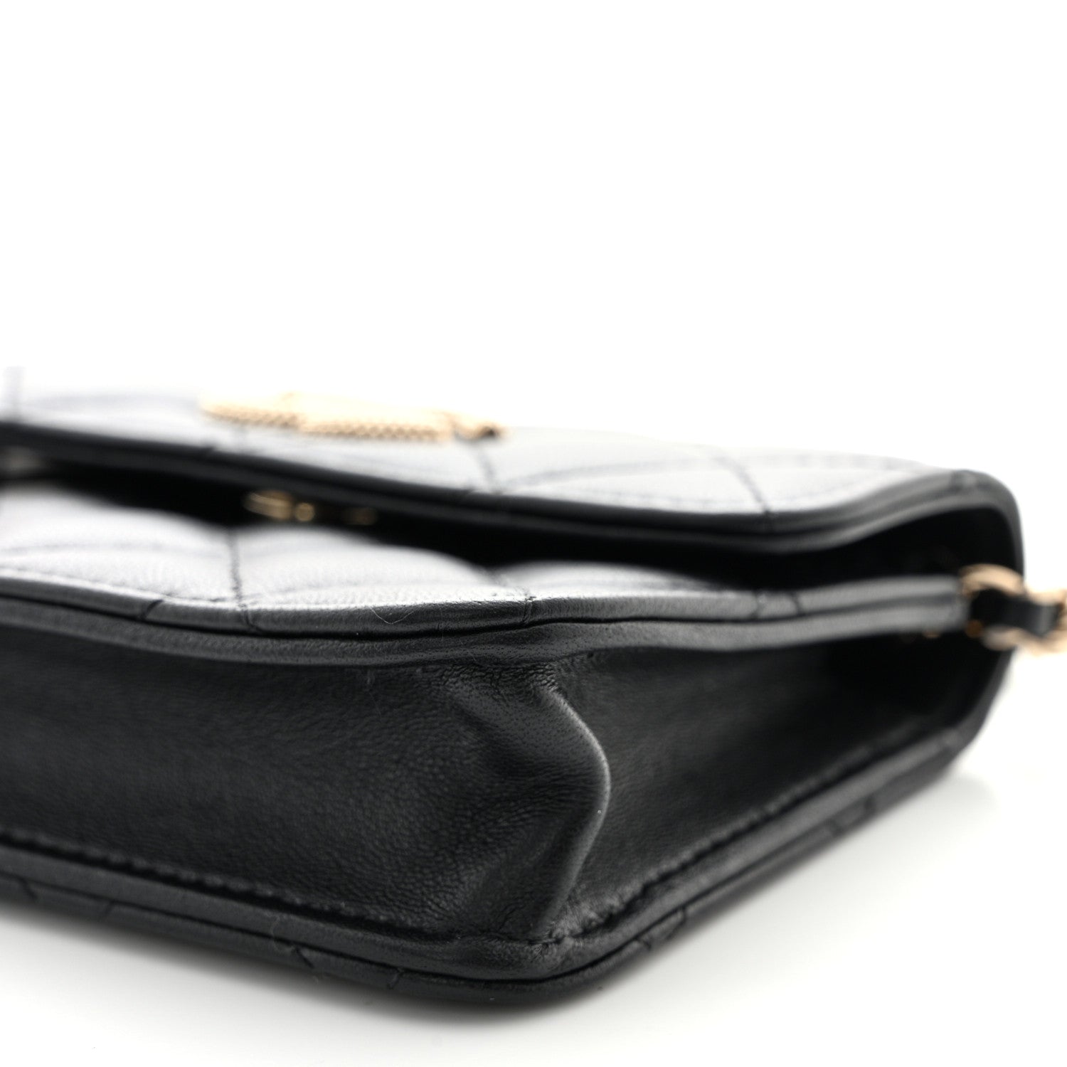 Chanel Lambskin Quilted Crystal CC Charm Clutch With Chain Black 11 of 12