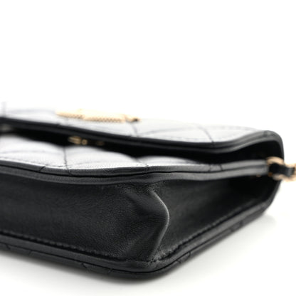 Chanel Lambskin Quilted Crystal CC Charm Clutch With Chain Black 11 of 12