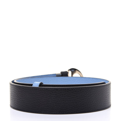 Gucci Dollar Calfskin 1973 Reversible Belt 80 32 Black Mineral Blue 2 of 9