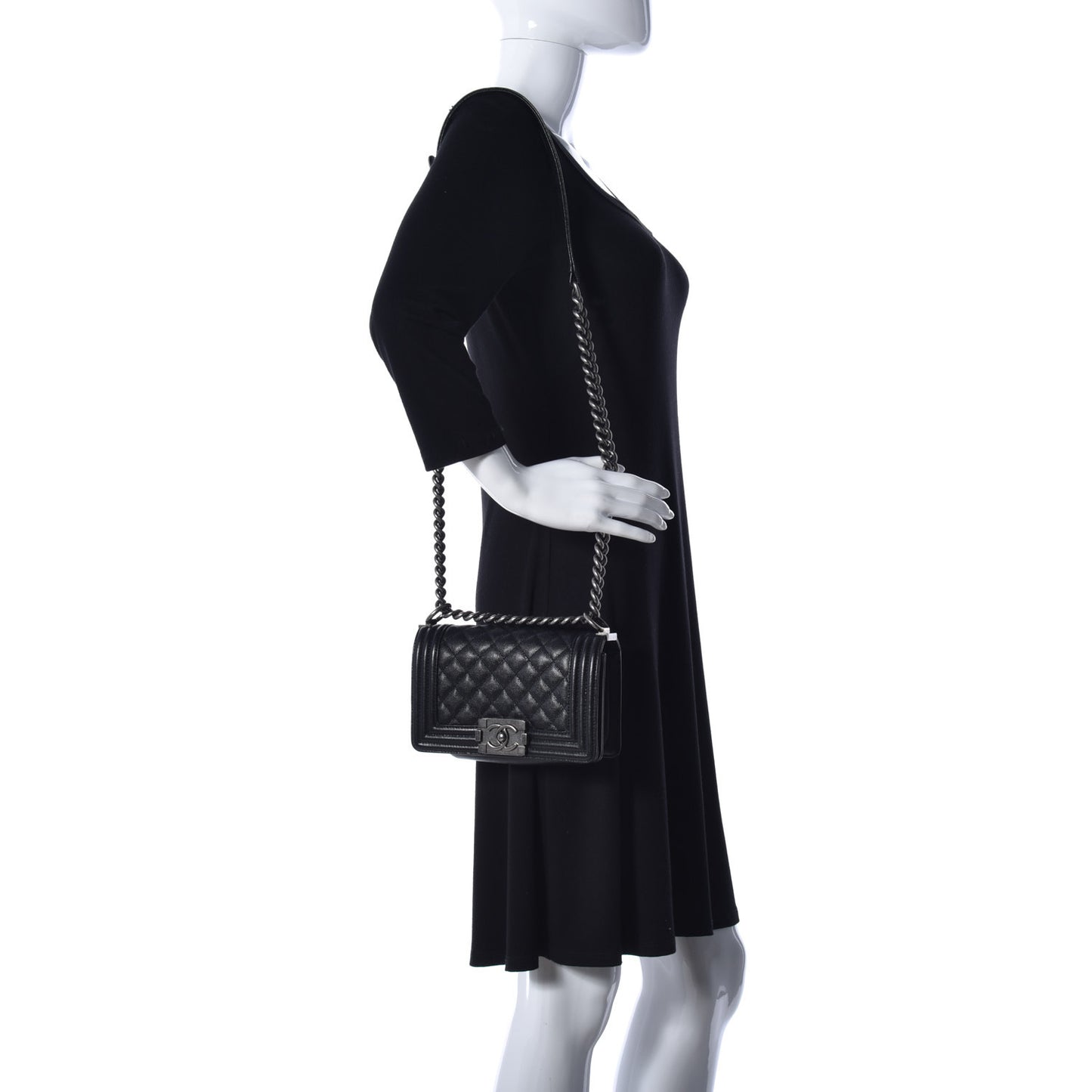 Caviar Quilted Small Boy Flap Black