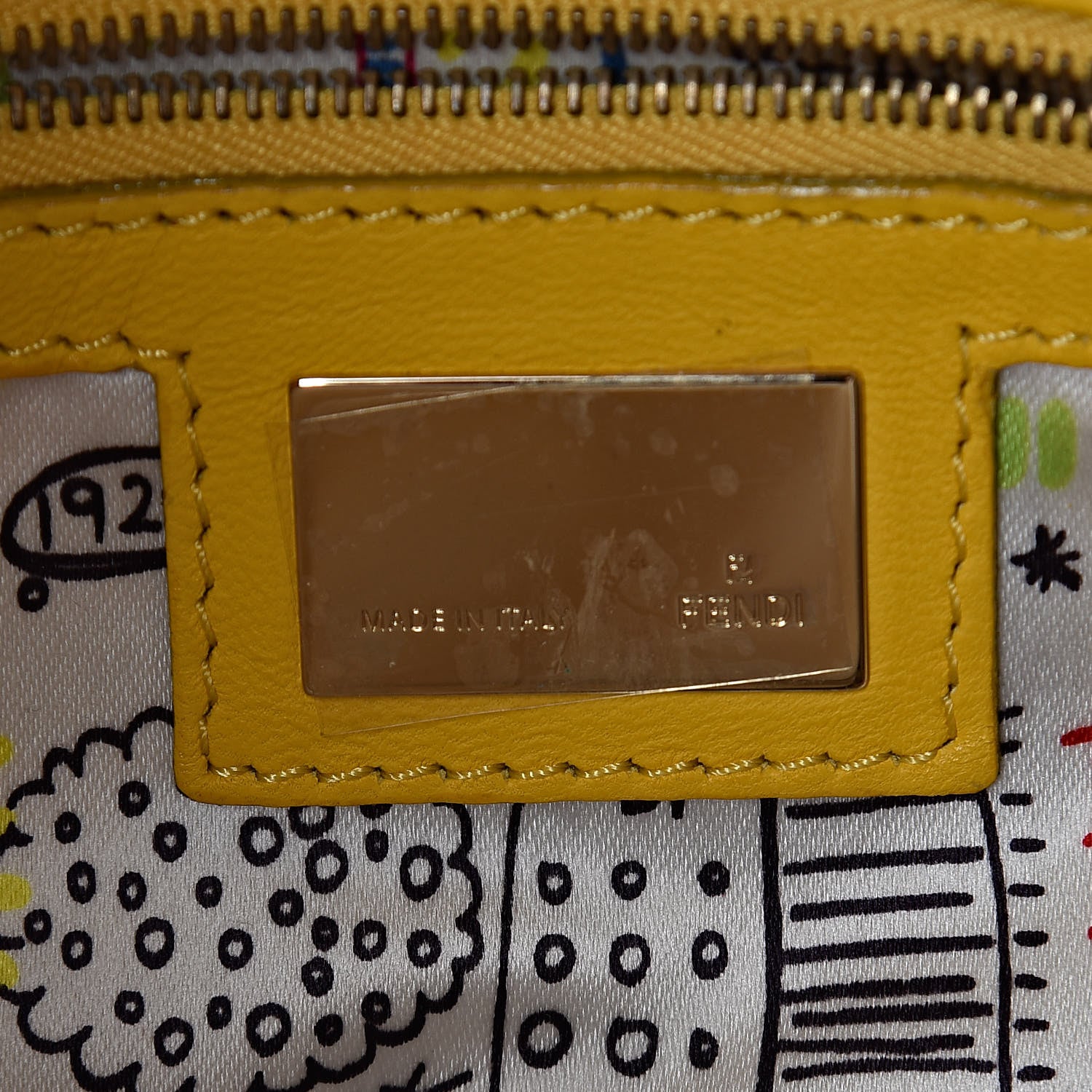 Fendi Nappa Logo Embossed Baguette Lemon Giallo 6 of 17
