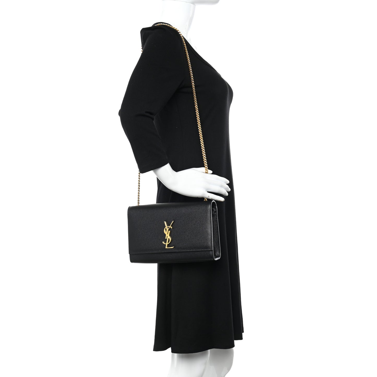 Grain De Poudre Medium Classic Monogram Kate Satchel Black