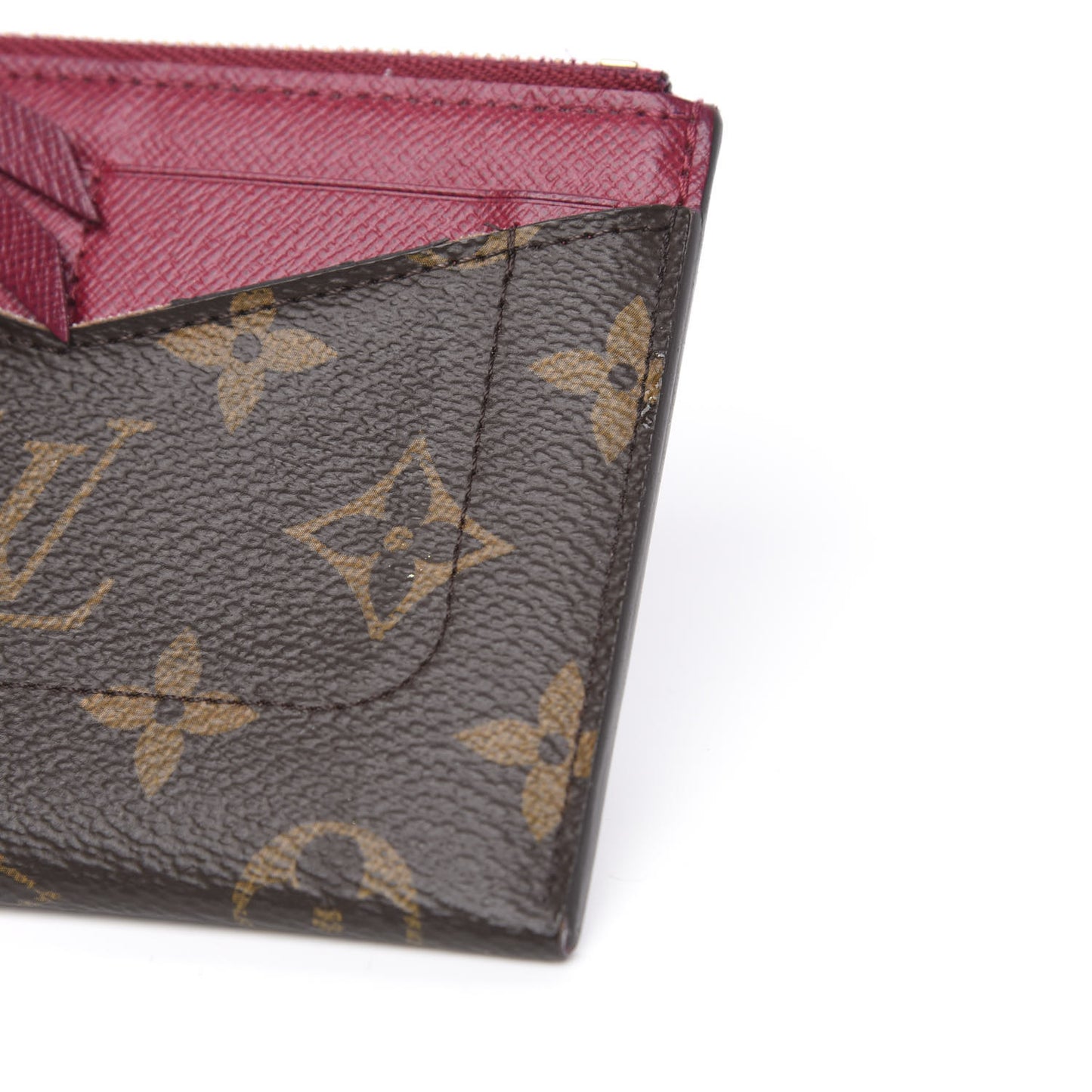 Monogram Zipped Card Holder Fuchsia