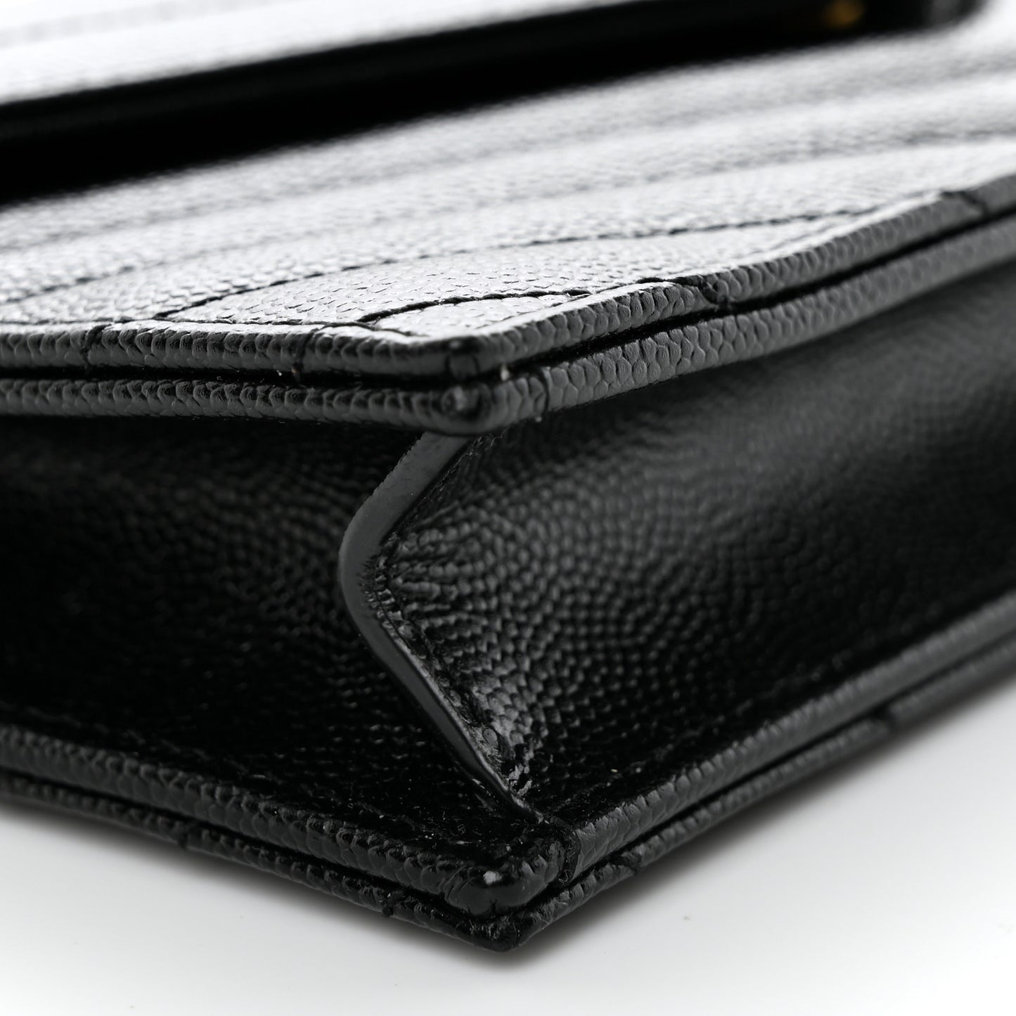 Grain De Poudre Matelasse Chevron Monogram Envelope Chain Wallet Black