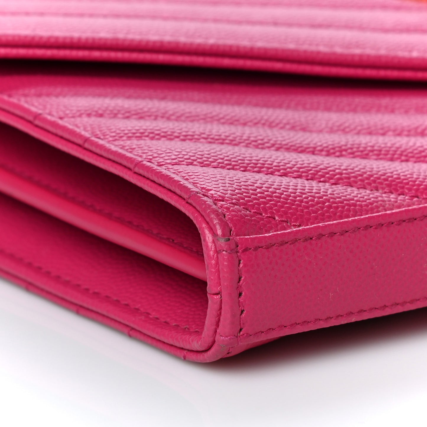 Grain De Poudre Matelasse Chevron Monogram Chain Wallet Bubblegum