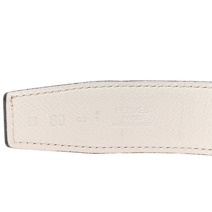 Hermes Swift Epsom 32mm Guilloche H Belt 80 Rouge Venetian White 3 of 5