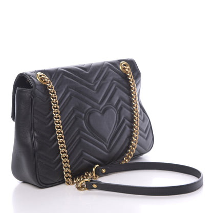 Gucci Calfskin Matelasse Medium GG Marmont Shoulder Bag Black 3 of 13
