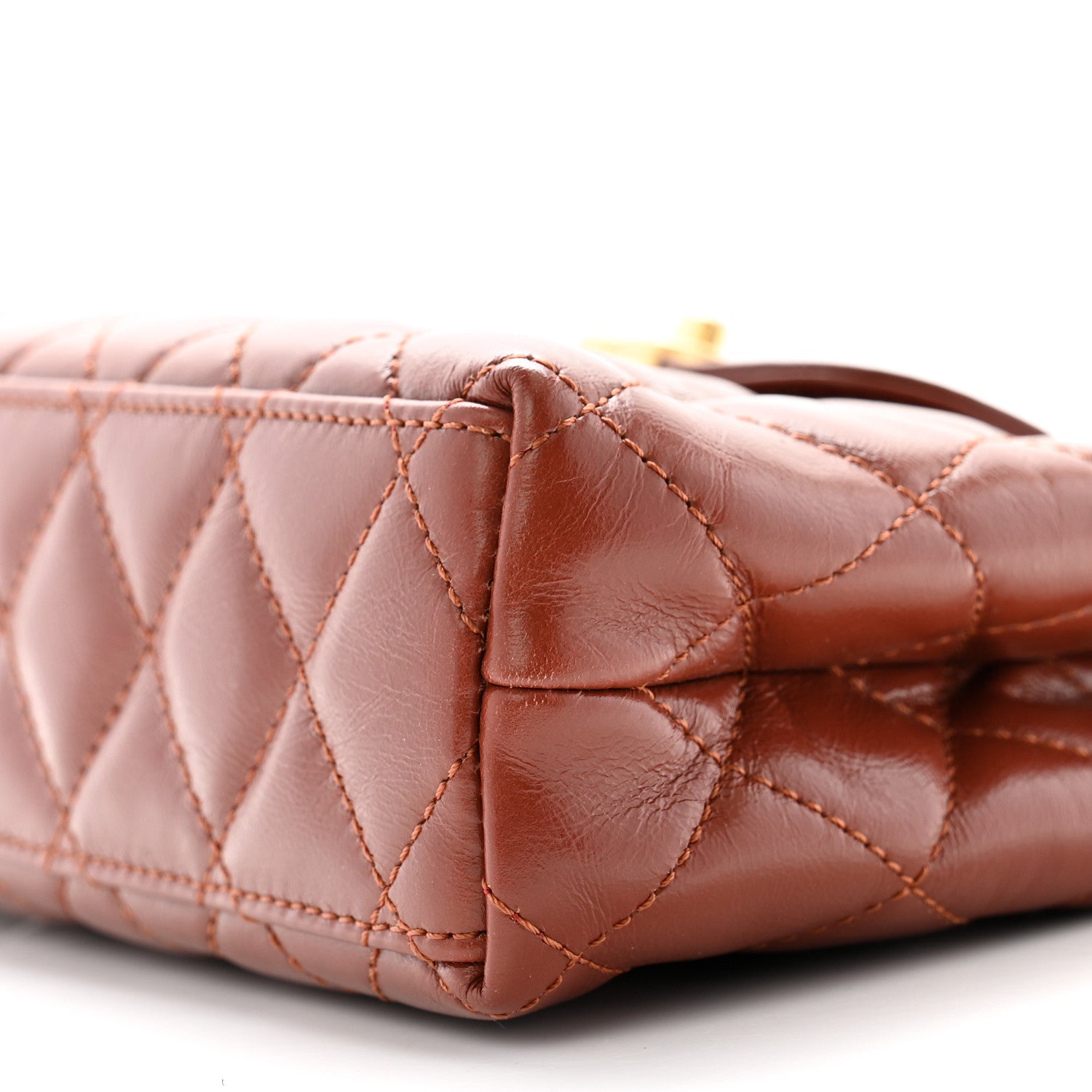 Chanel Shiny Aged Calfskin Quilted Nano Kelly Shopper Brown 10 of 10