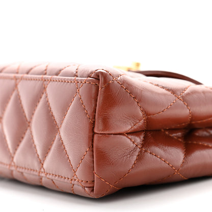 Chanel Shiny Aged Calfskin Quilted Nano Kelly Shopper Brown 10 of 10