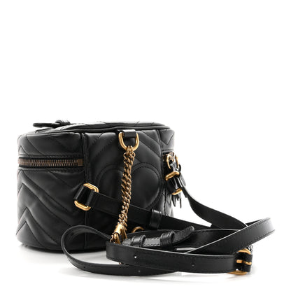 Gucci Calfskin Matelasse Mini GG Marmont Round Backpack Black 3 of 10