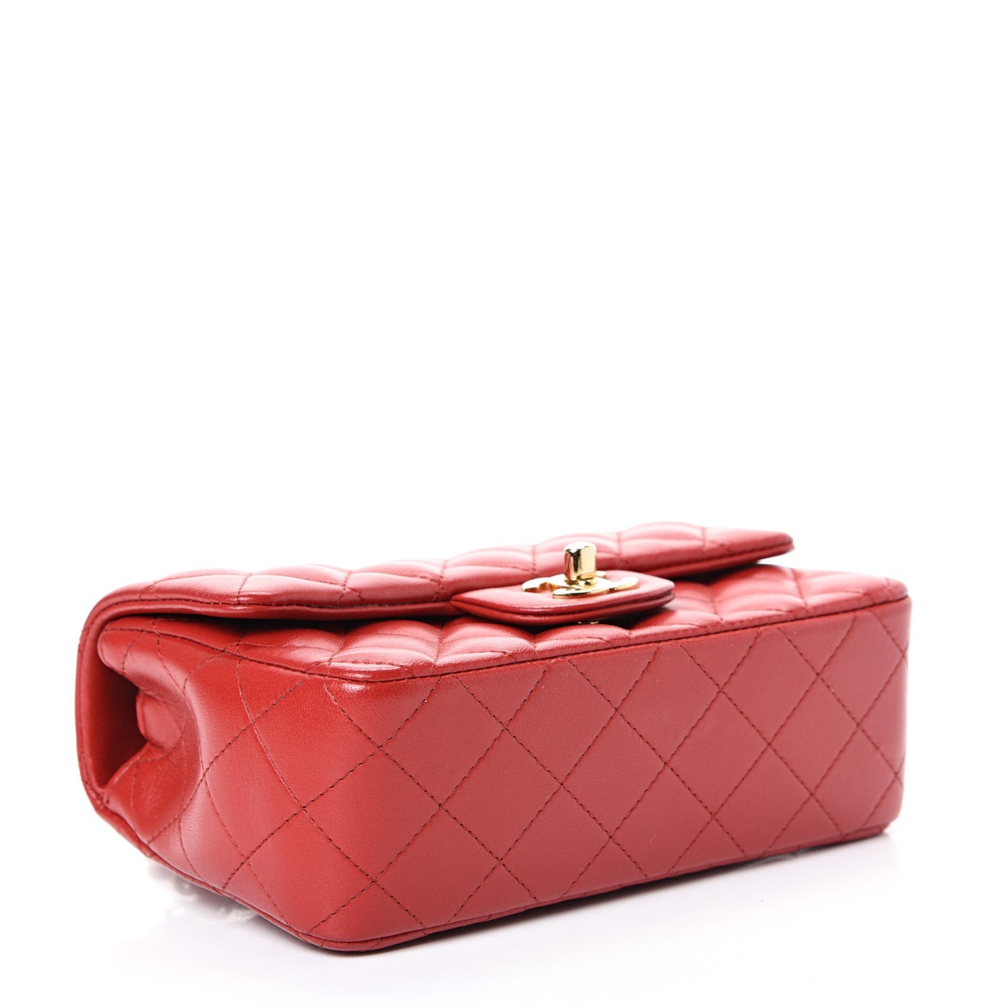 Lambskin Quilted Mini Rectangular Flap Red