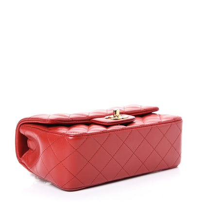 Chanel Lambskin Quilted Mini Rectangular Flap Red 3 of 15