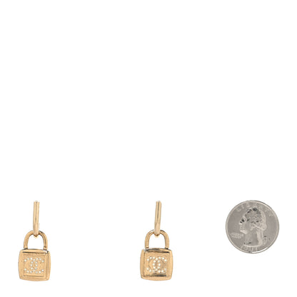 Chanel Metal CC Lock Drop Earrings Gold 3 of 8
