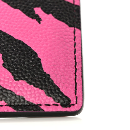 Saint Laurent Calfskin Zebra Print Credit Card Case Fuchsia Black 14 of 17
