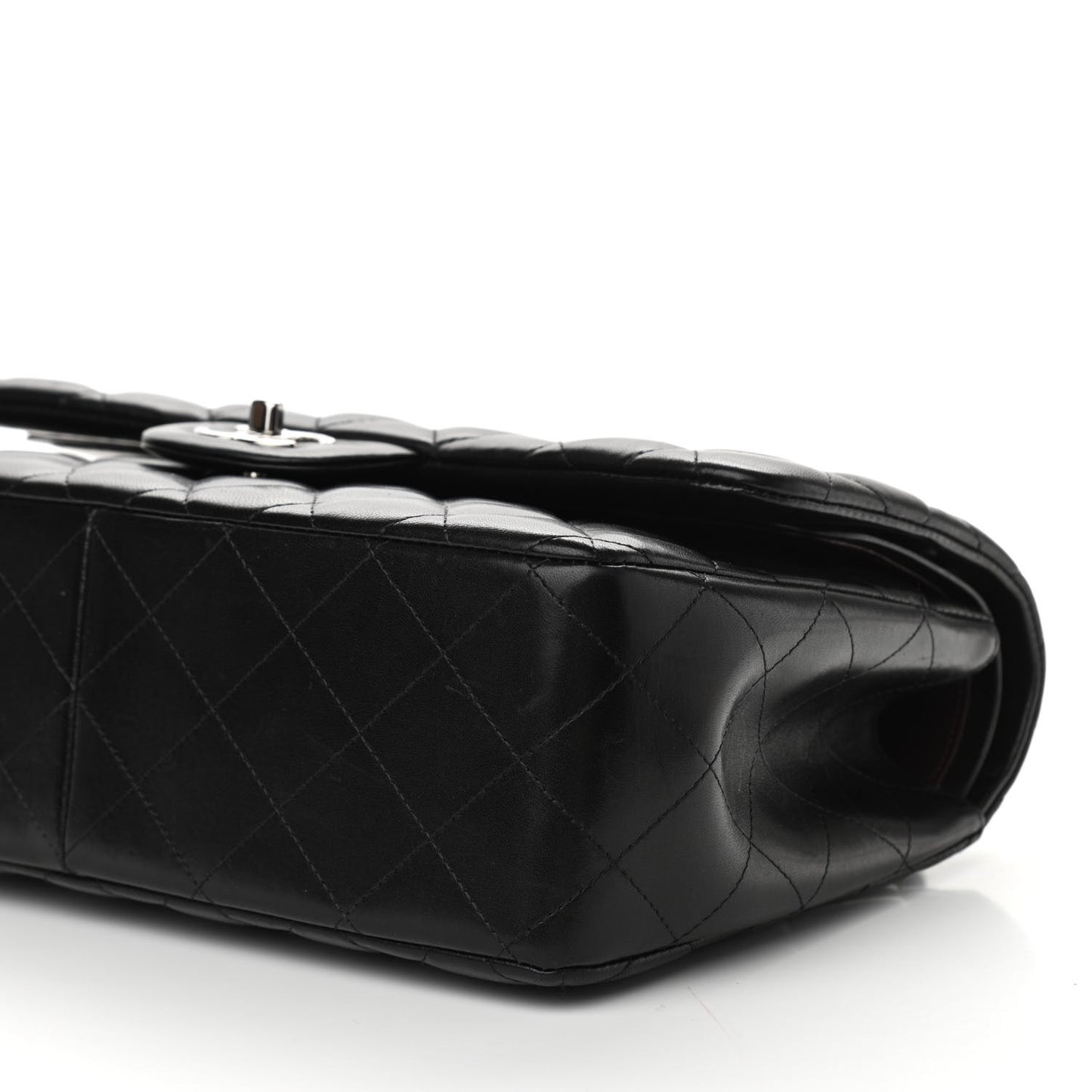 Lambskin Quilted Jumbo Double Flap Black