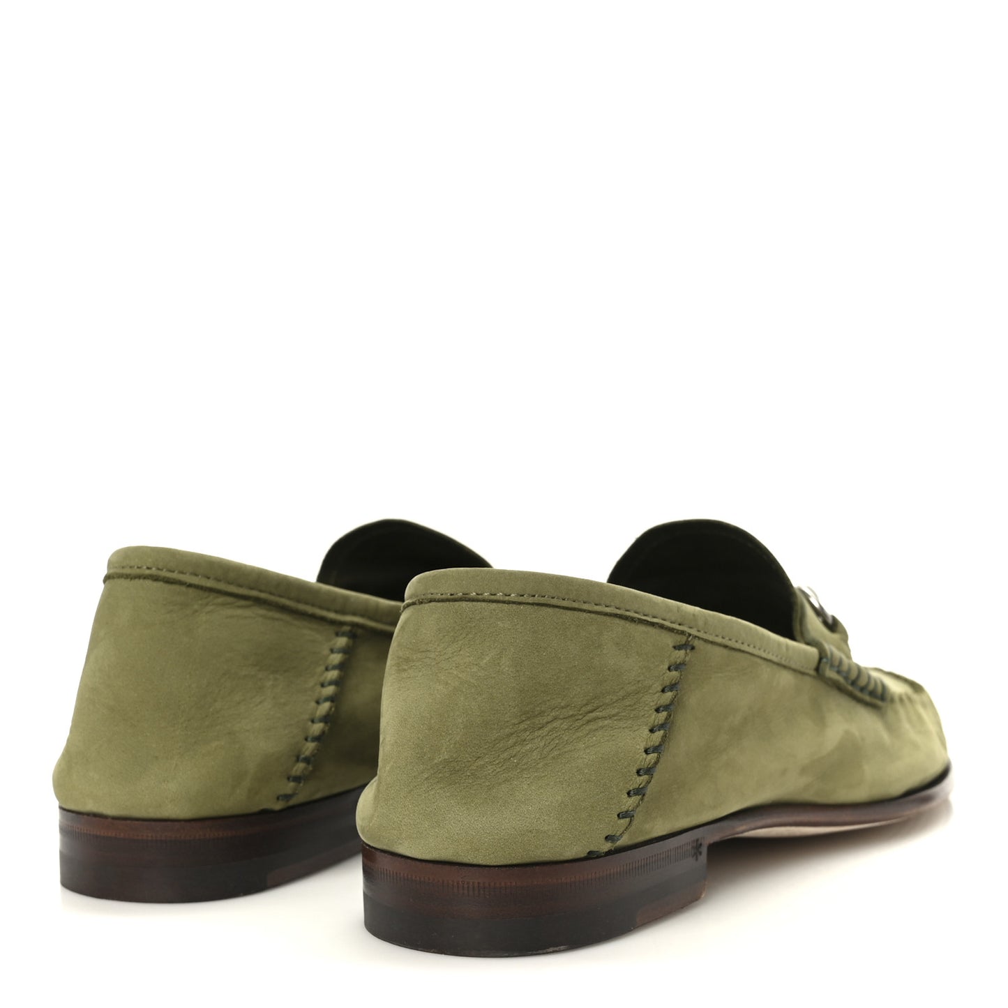 Nubuck Womens Horsebit Loafers 38.5 Herbs Light Green