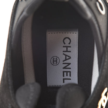 Chanel Fabric Calfskin Suede CC Sneakers 40 Black 8 of 9