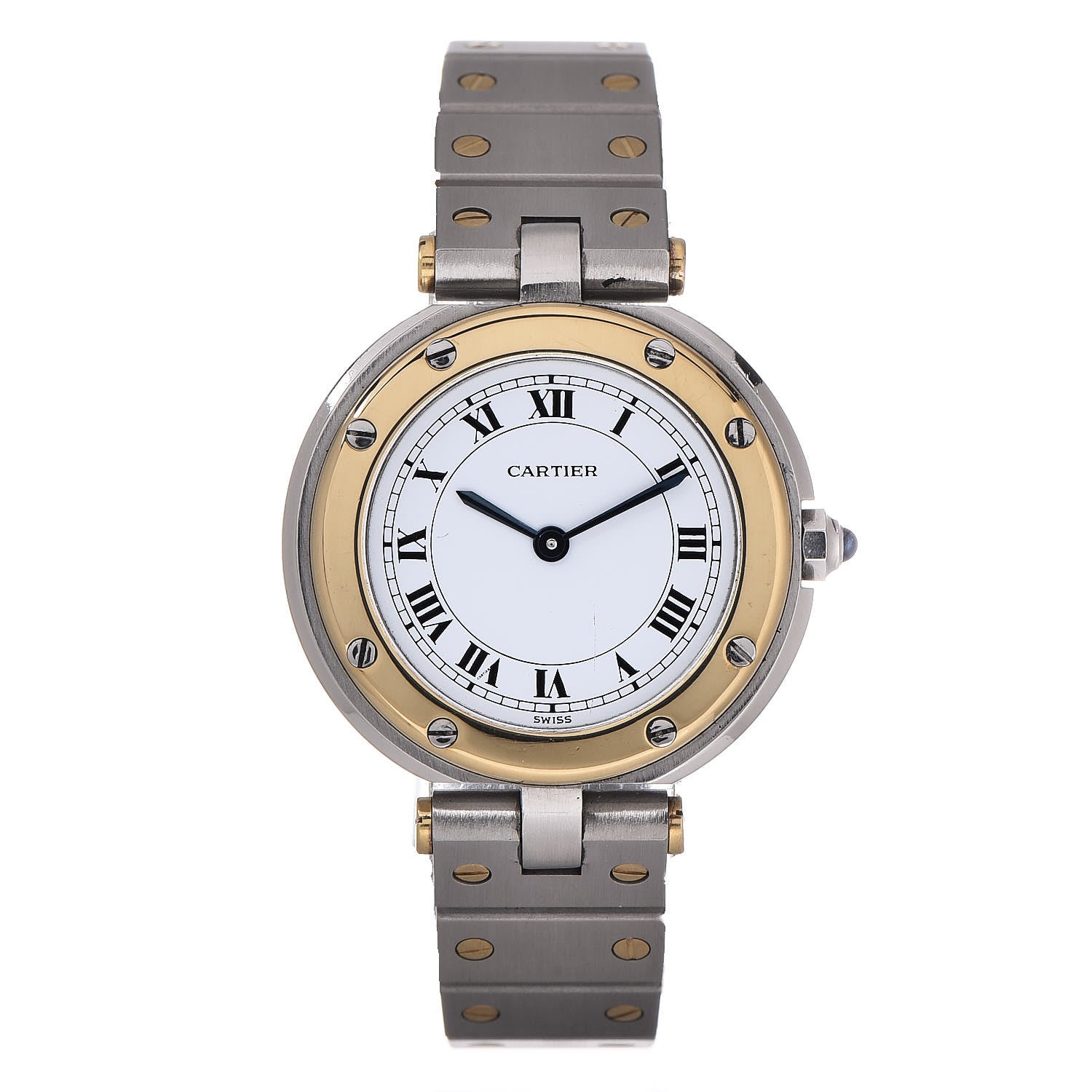 Cartier Stainless Steel 18K Yellow Gold 27mm Santos De Galbee Quartz Watch 1 of 8