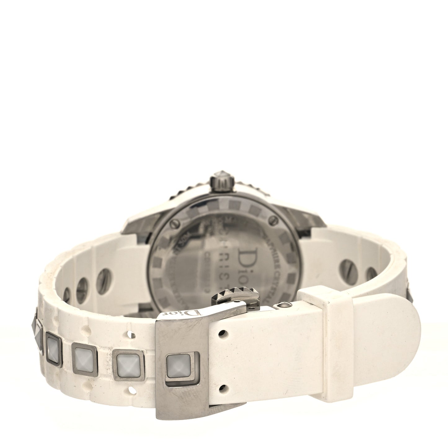 Stainless Steel Rubber Diamond Sapphire 29mm Christal Quartz Watch White