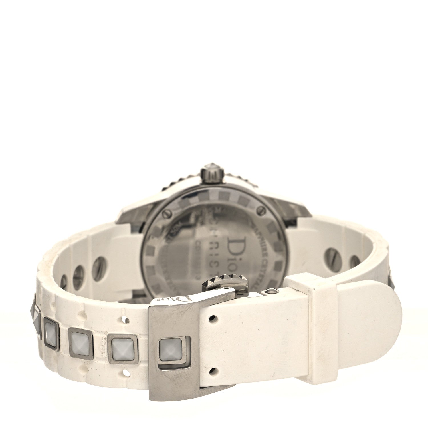 Christian Dior Stainless Steel Rubber Diamond Sapphire 29mm Christal Quartz Watch White 3 of 5
