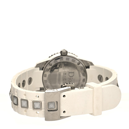 Christian Dior Stainless Steel Rubber Diamond Sapphire 29mm Christal Quartz Watch White 3 of 5
