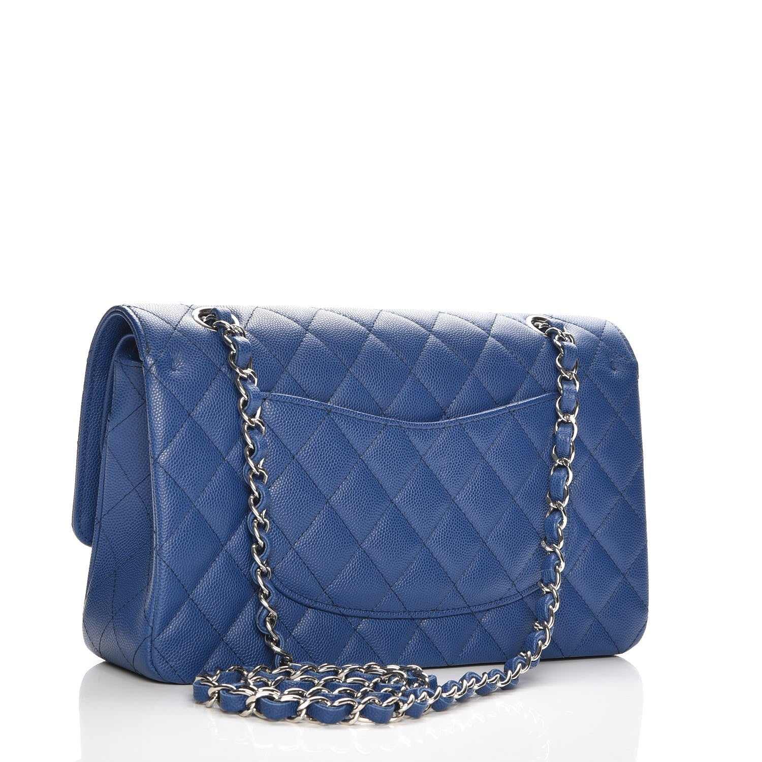 Chanel Caviar Quilted Medium Double Flap Dark Blue 4 of 9
