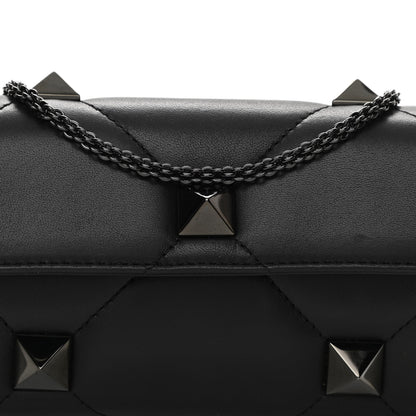 Valentino Garavani Nappa Monochrome Roman Stud Wallet On Chain Black 7 of 9