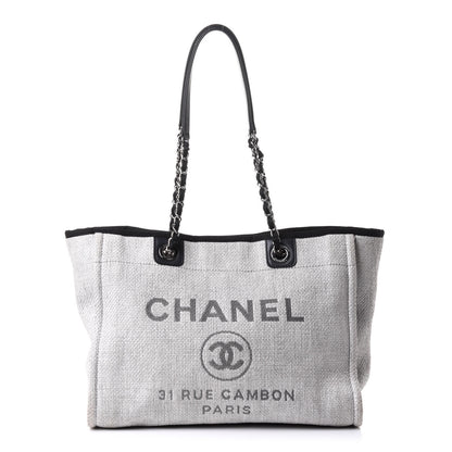 Chanel Woven Straw Raffia Small Deauville Tote Grey 1 of 10