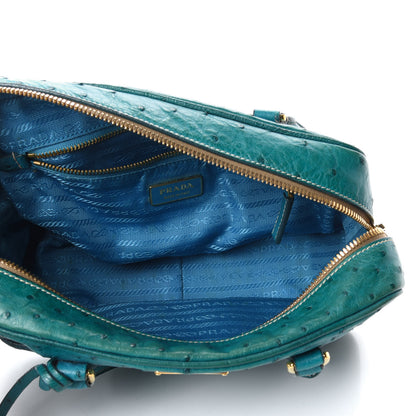 Prada Ostrich Bowler Blue 5 of 10