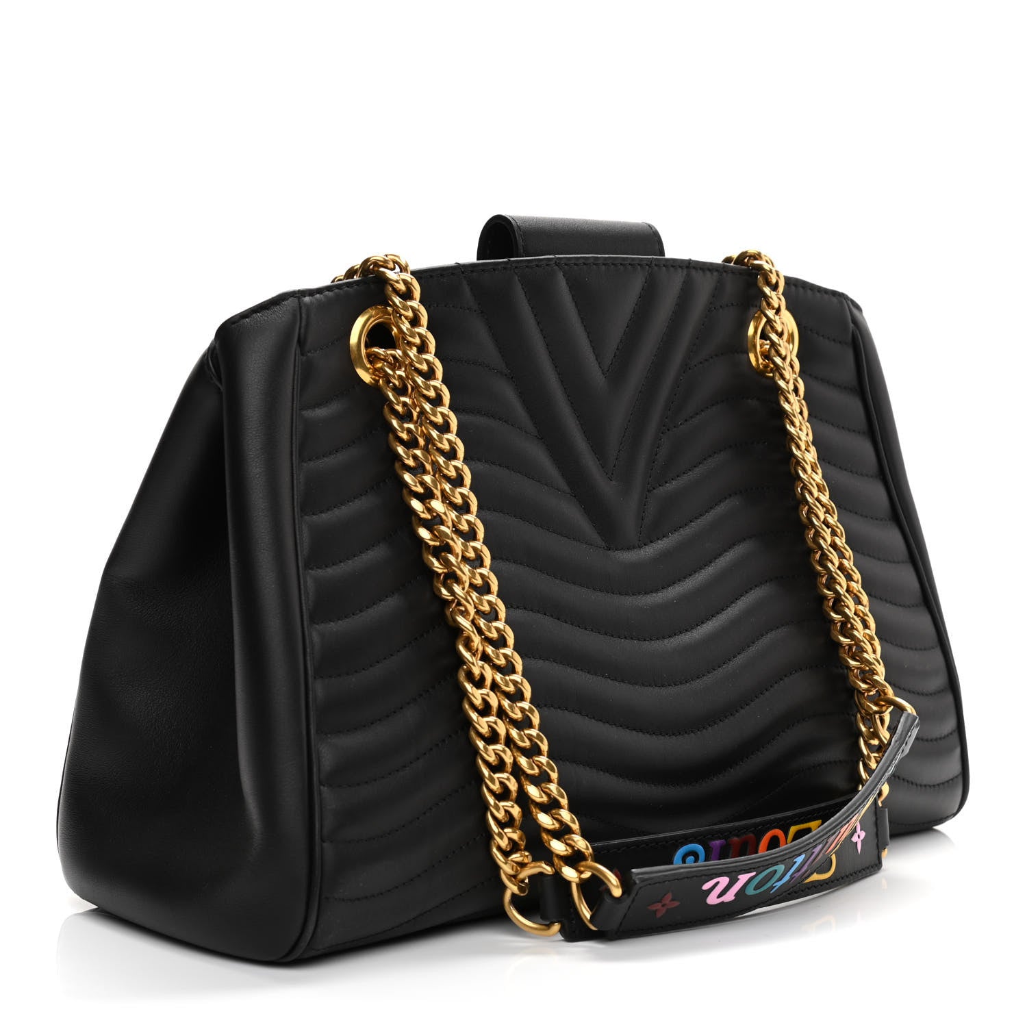 Louis Vuitton Calfskin New Wave Chain Tote Black 4 of 17