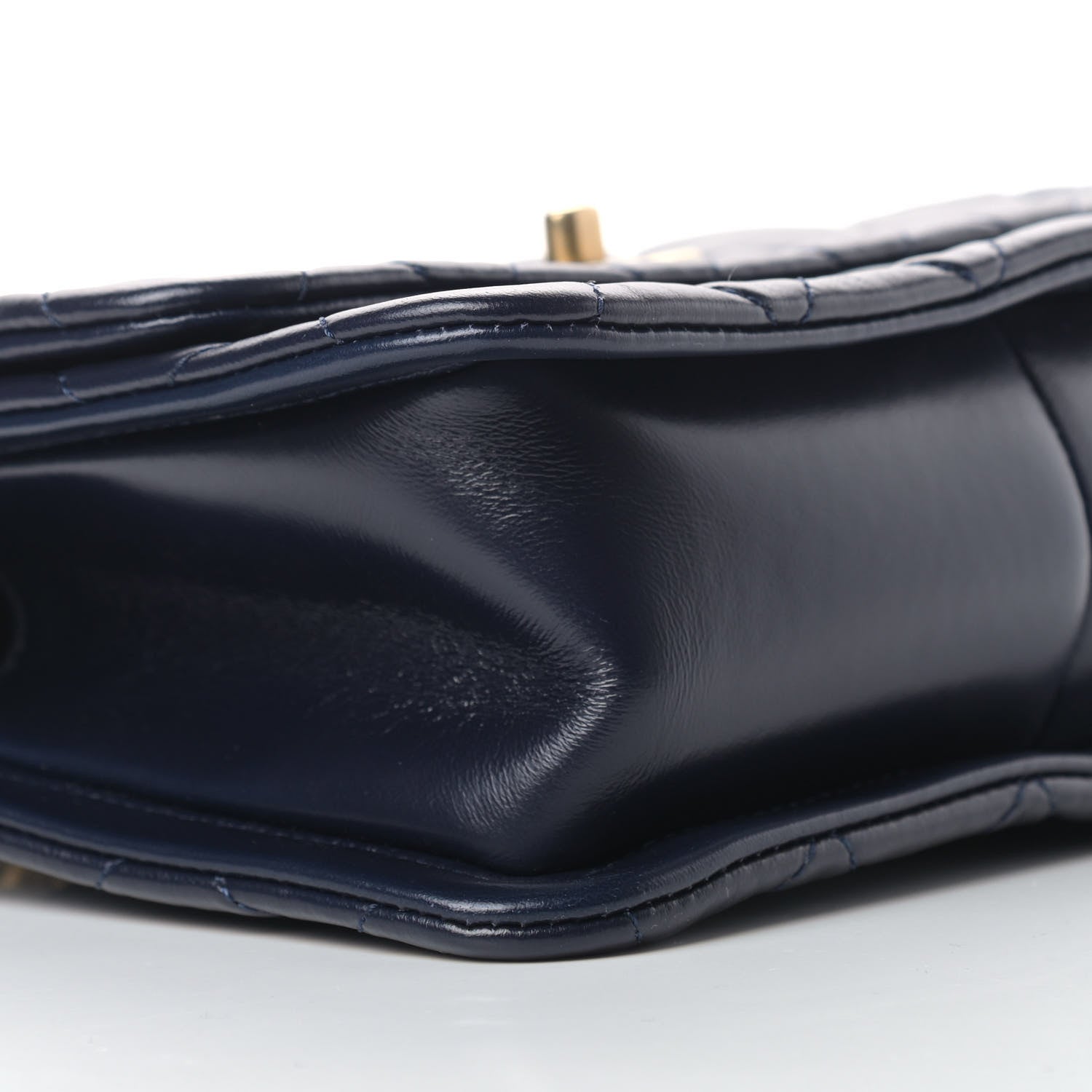 Chanel Shiny Lambskin Flap Clutch With Chain Bleu Marine 8 of 11