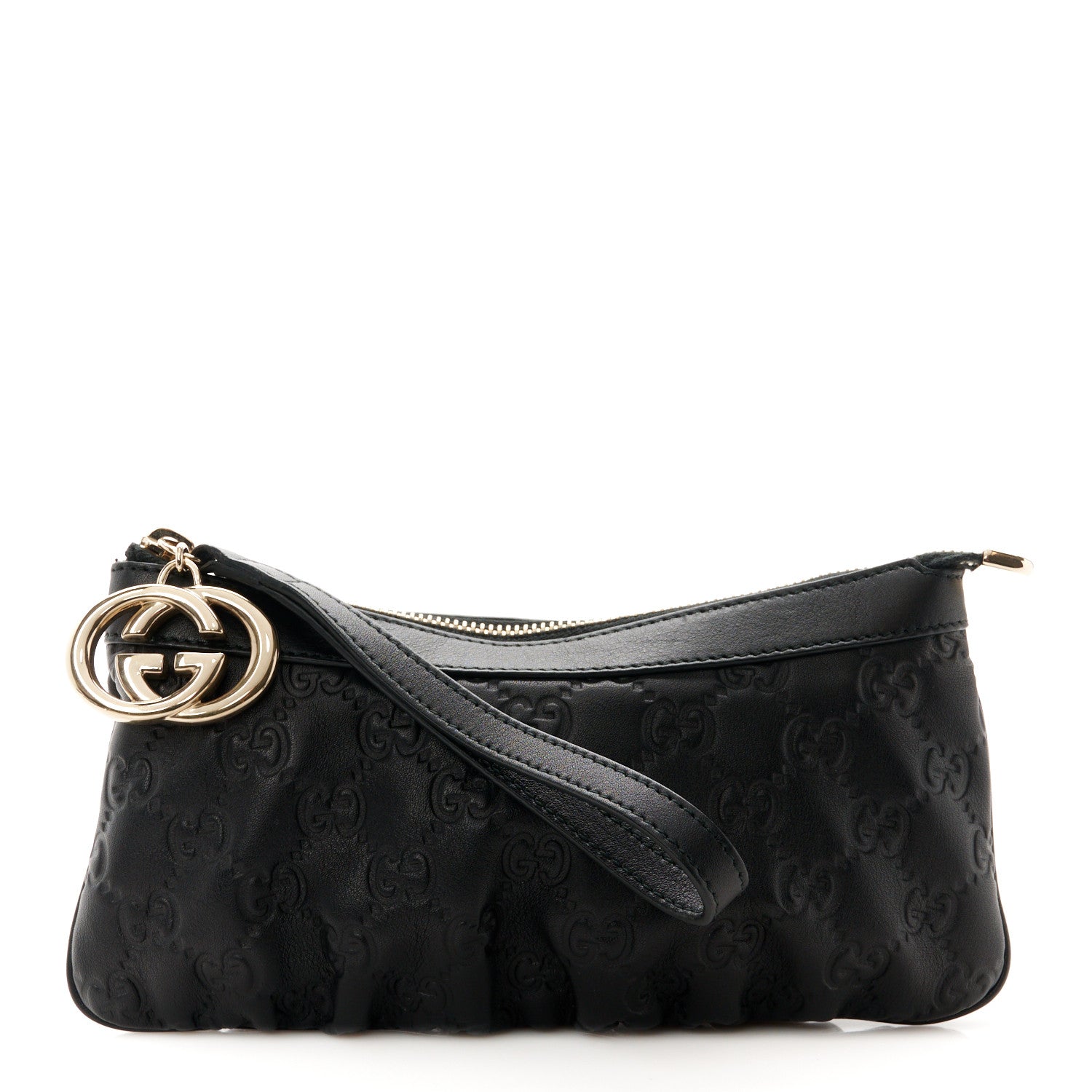 Gucci Guccissima Signature New Britt Wristlet Black 1 of 11
