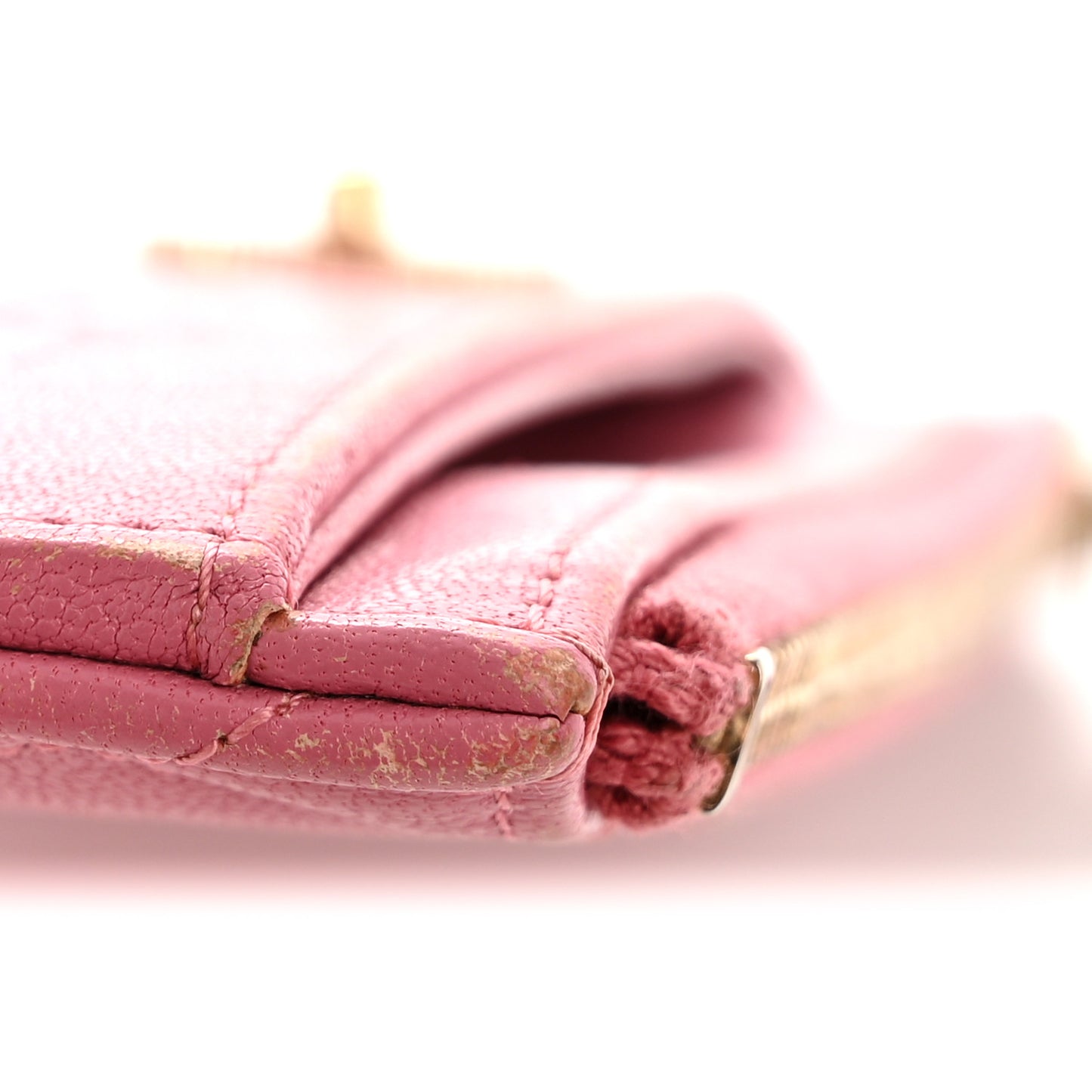 Sheepskin Quilted Mademoiselle Vintage Zip Pouch Red Pink