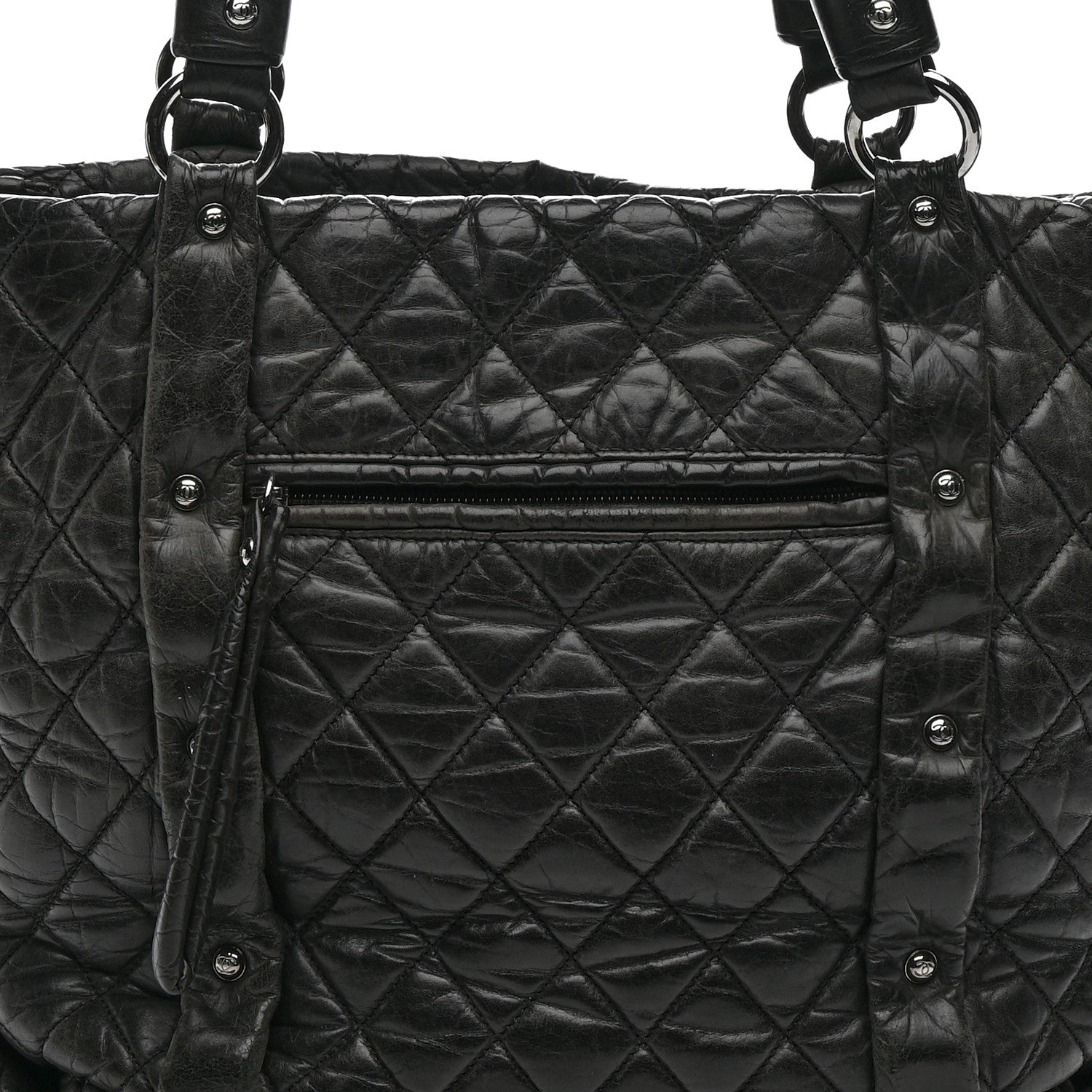 Chanel Distressed Lambskin Vintage Ligne Lady Braid Tote Black 8 of 10