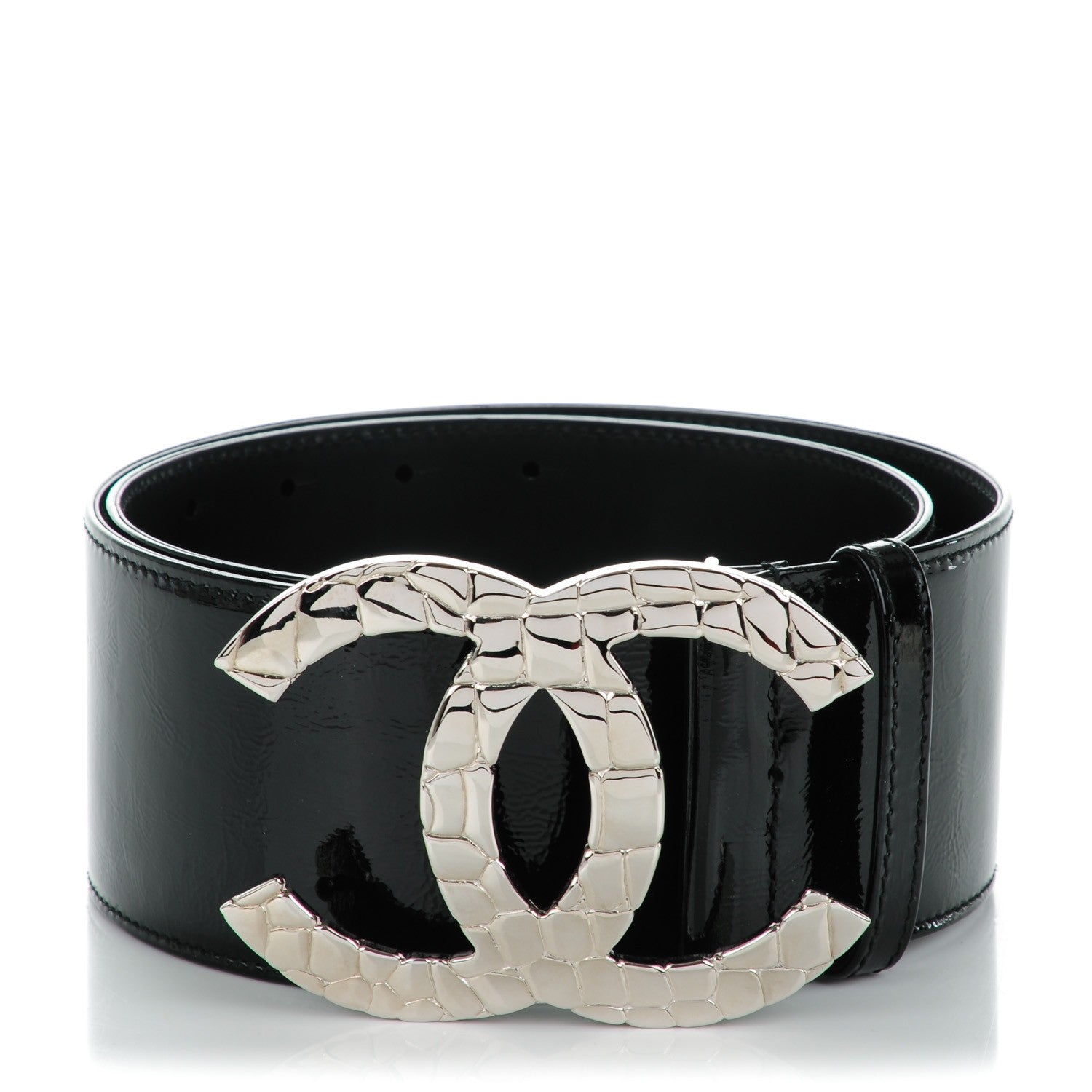 Chanel Patent CC Wide Belt 80 32 Black 1 of 6