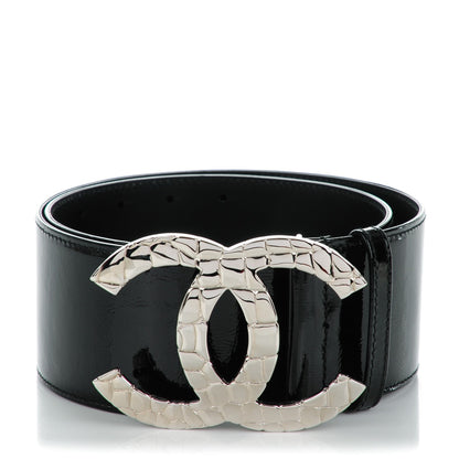 Chanel Patent CC Wide Belt 80 32 Black 1 of 6