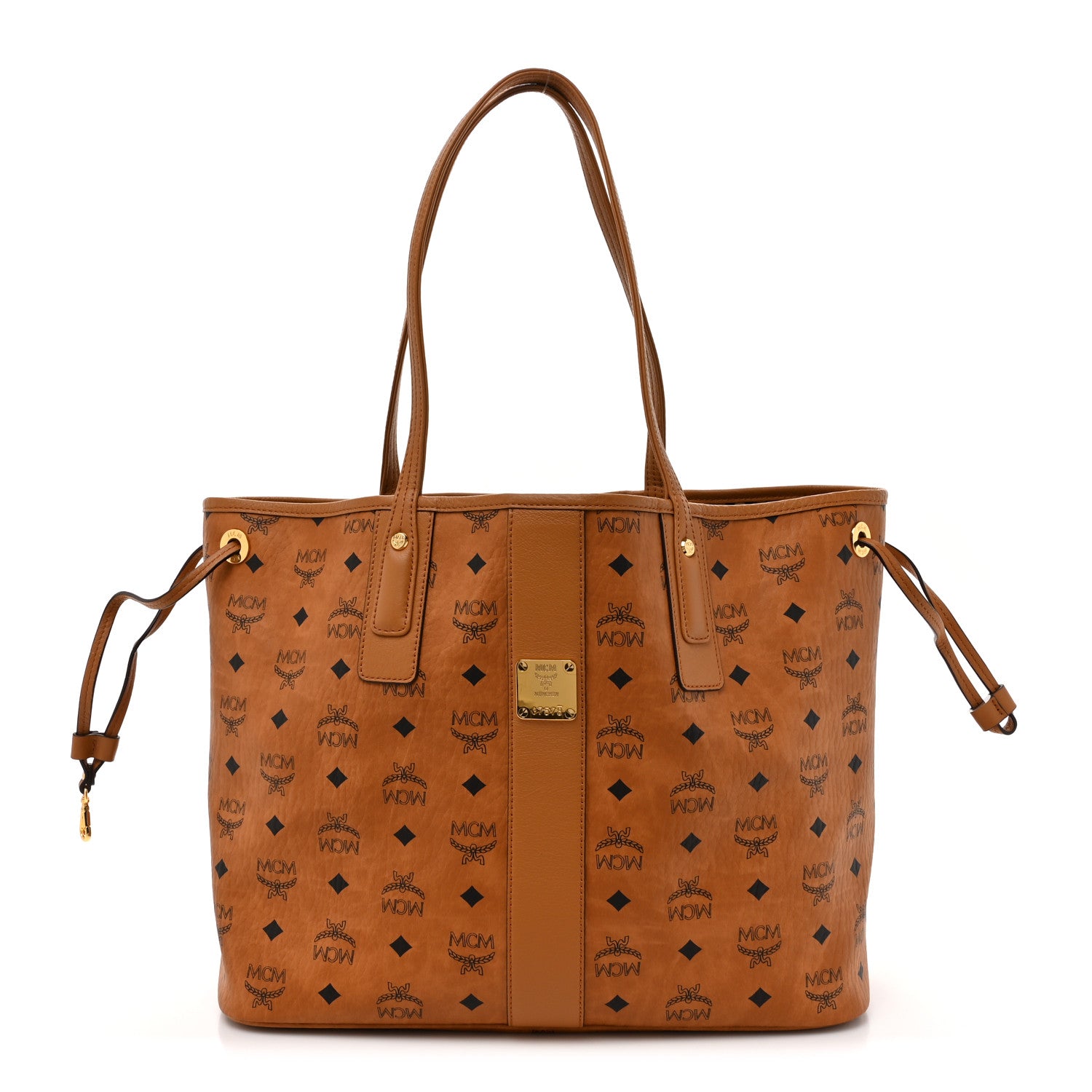 MCM Visetos Medium Liz Reversible Shopper Tote Cognac 1 of 18