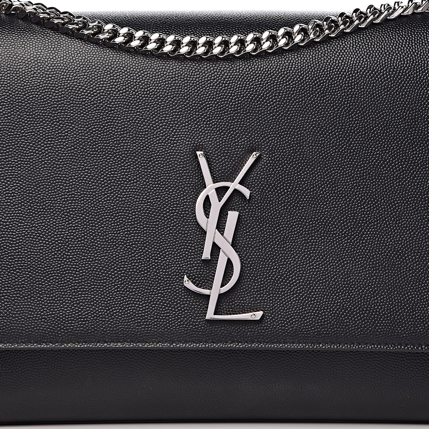Saint Laurent Grain De Poudre Large Classic Monogram Kate Satchel Black 8 of 10