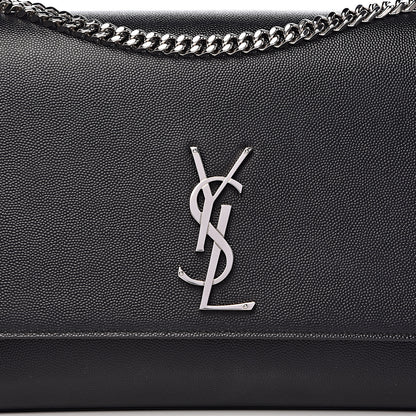Saint Laurent Grain De Poudre Large Classic Monogram Kate Satchel Black 8 of 10