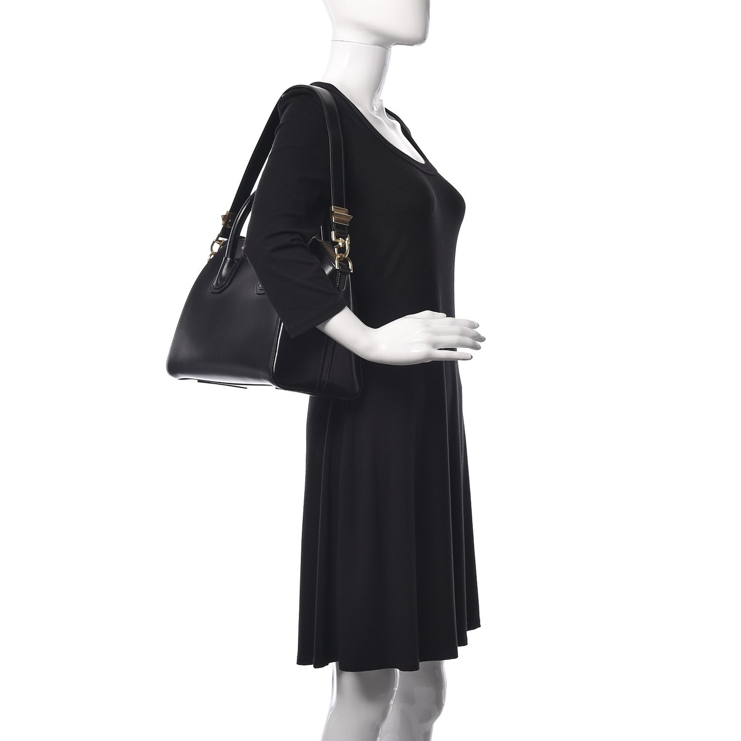 Shiny Lord Calfskin Small Antigona Black