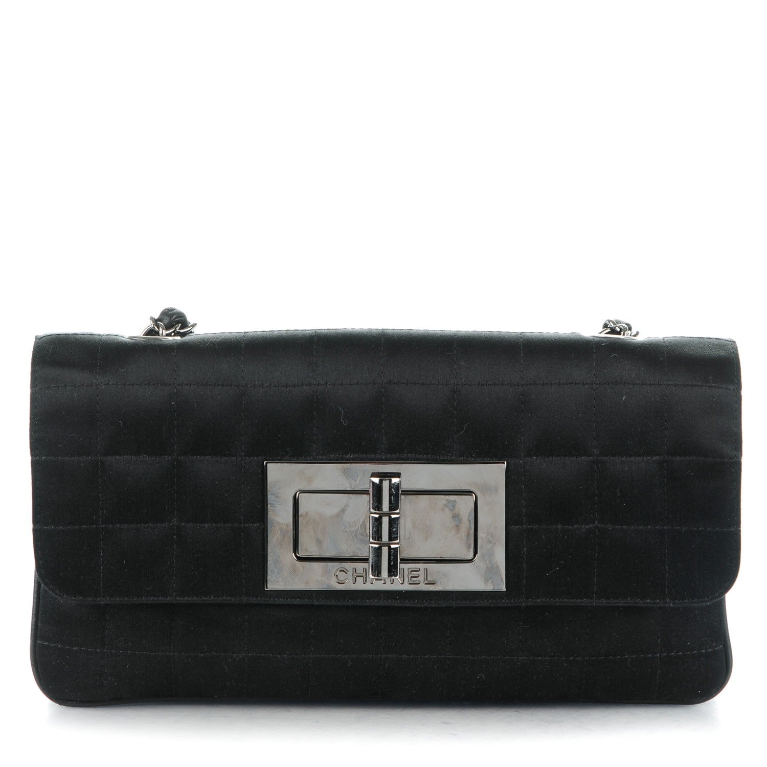 Chanel Satin Chocolate Bar Quilted Small Mademoiselle Flap Black 1 of 8