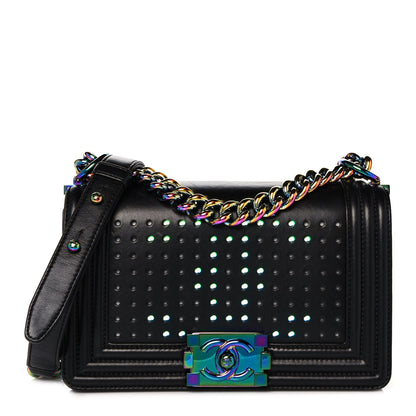 Chanel Lambskin LED Iridescent Metal Small Boy Flap Black Multicolor 1 of 13