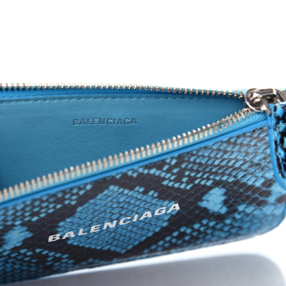 Balenciaga Calfskin Logo Python Printed Large Cash Long Coin Card Holder Azur Black 6 of 7