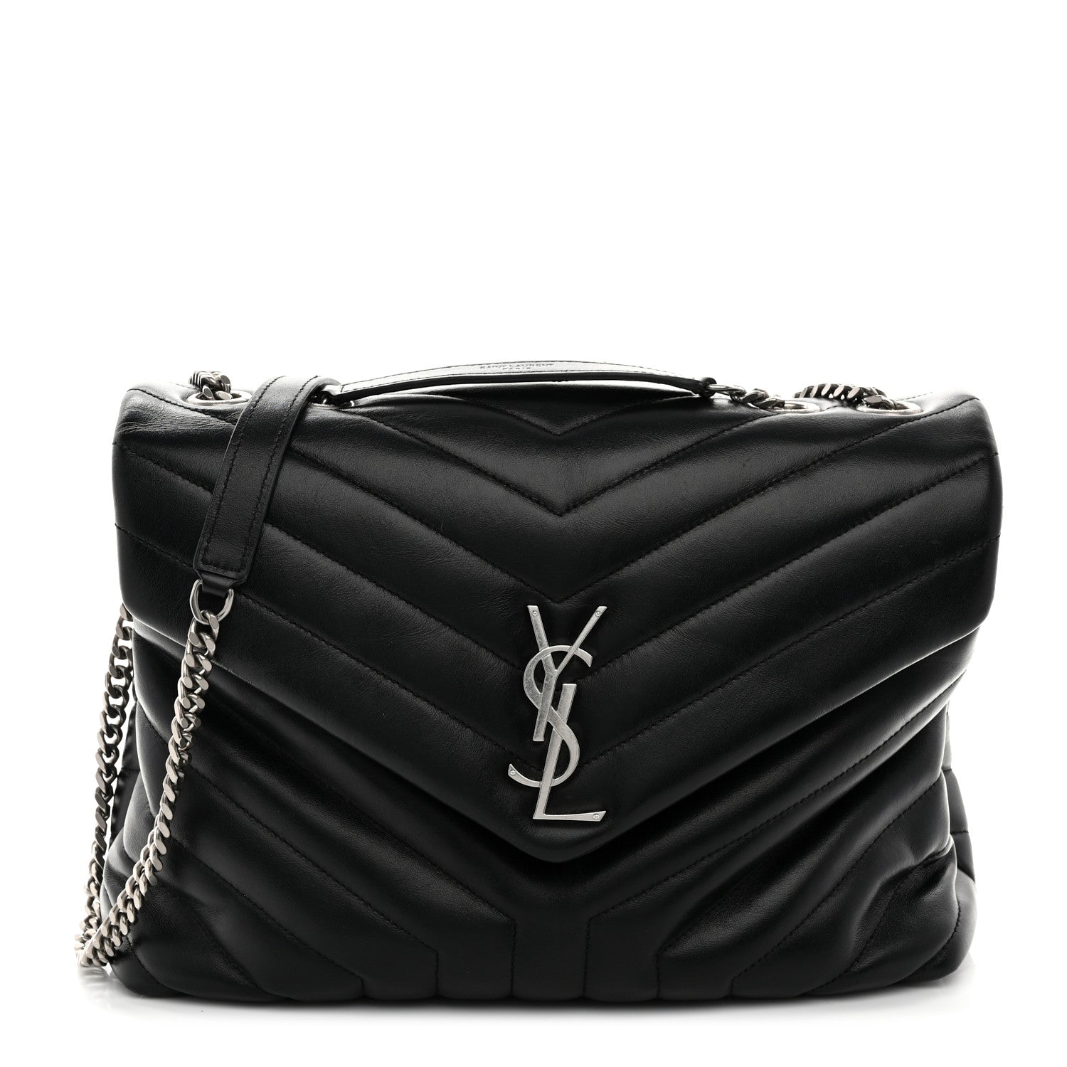 Saint Laurent Calfskin Y Quilted Monogram Medium Loulou Chain Satchel Black 1 of 11
