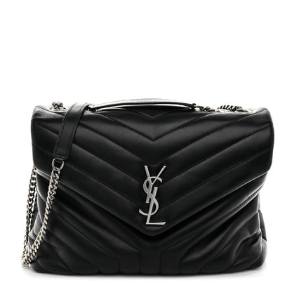 Saint Laurent Calfskin Y Quilted Monogram Medium Loulou Chain Satchel Black 1 of 11