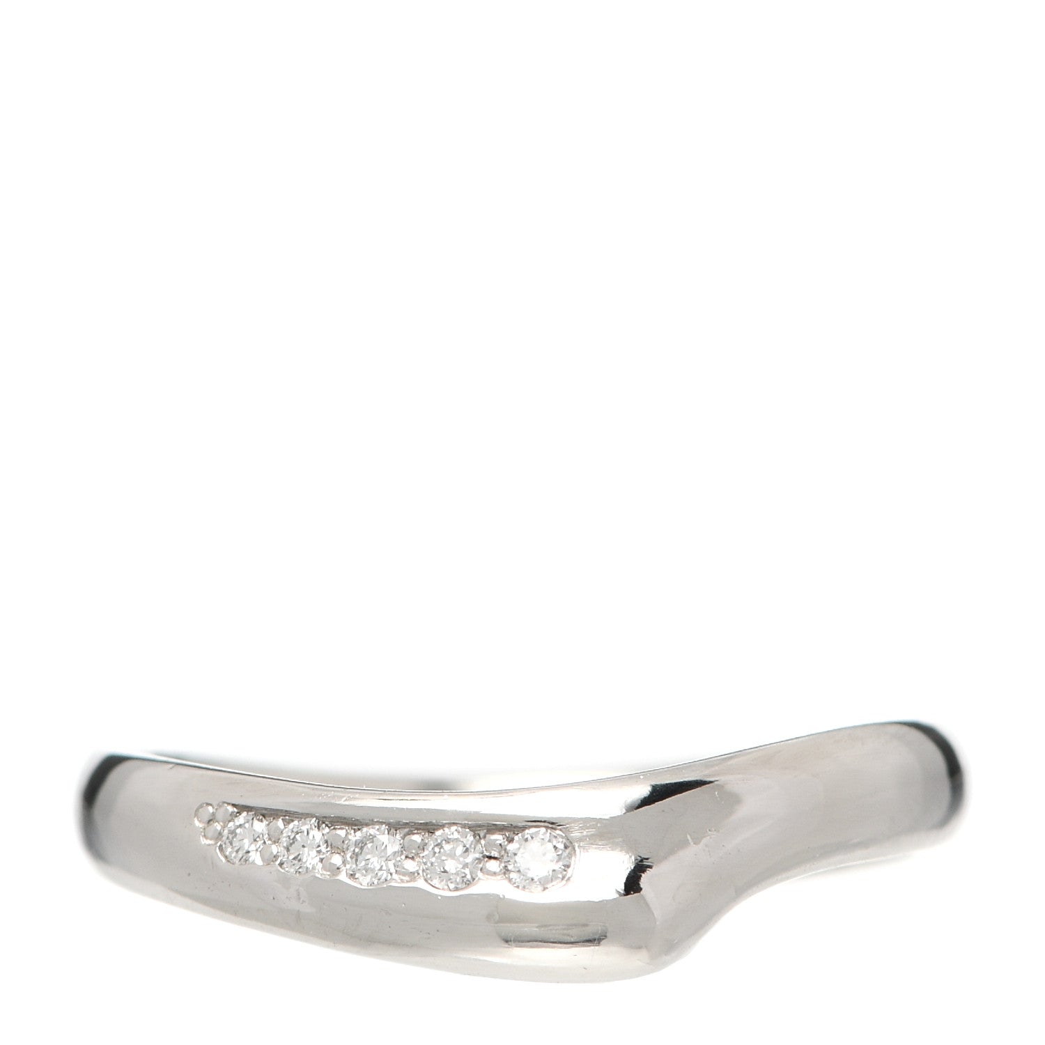 Tiffany Platinum Diamond Elsa Peretti Open Heart Band Ring 49 4.75 1 of 8