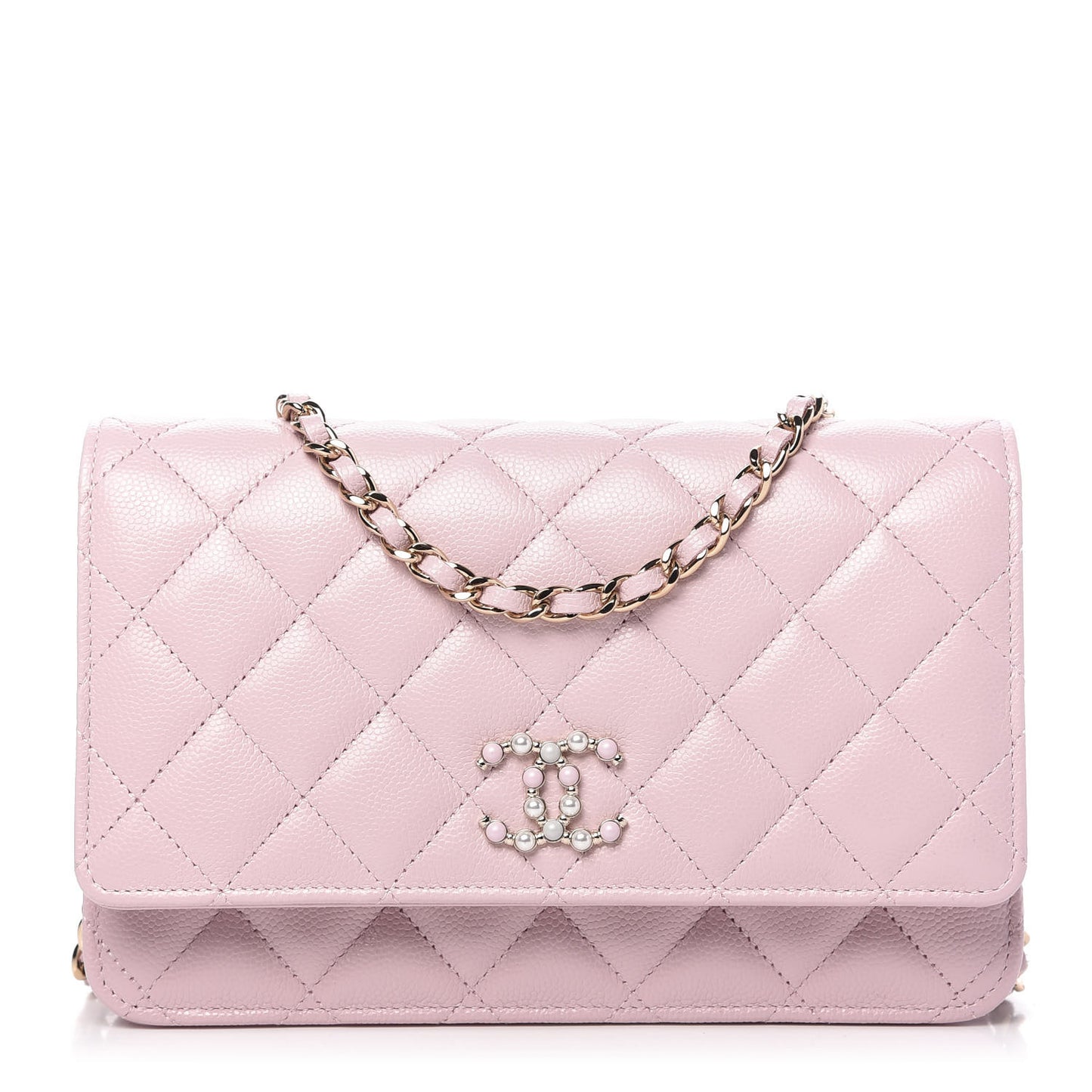 Caviar Quilted Coco Candy Wallet On Chain WOC Light Pink
